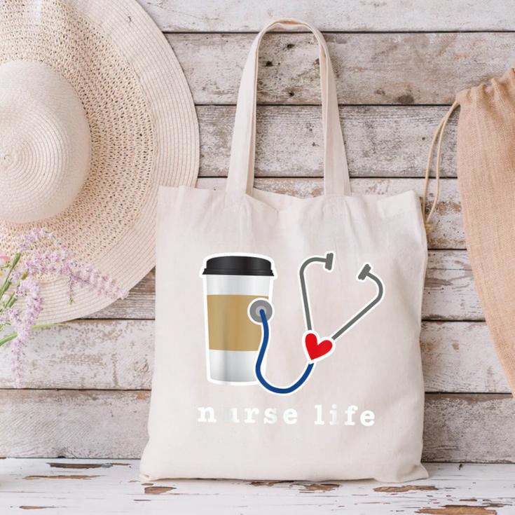 Nurse Life Graphic Nursing School Graduation Canvas Tote Bag