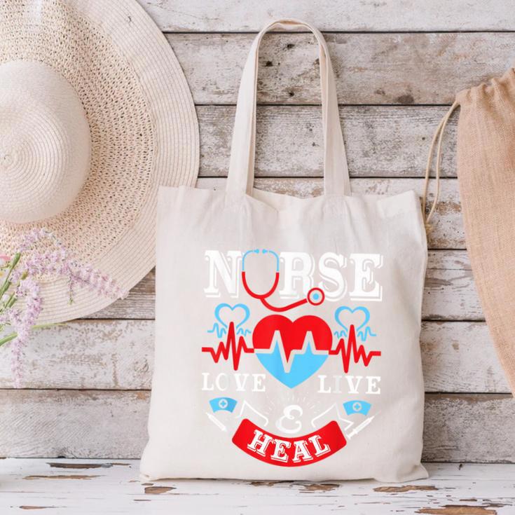 Nurse Live Love Heal Graduation Appreciation Valentines Day Canvas Tote Bag