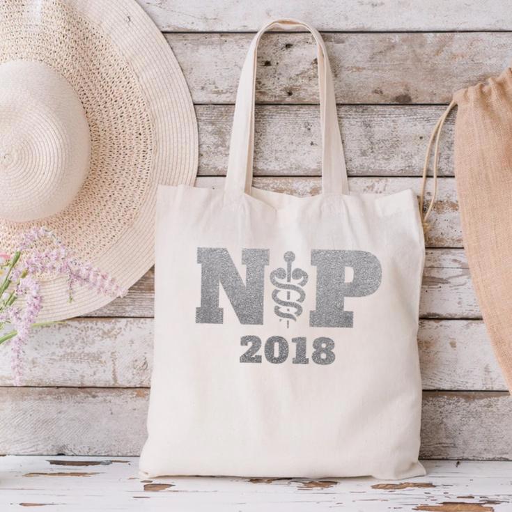 Nurse Practitioner Graduation Shirt NP Est 2018 Tee Canvas Tote Bag