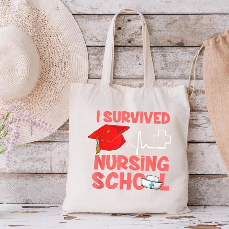 Nurse Survived Nursing School Graduation Canvas Tote Bag