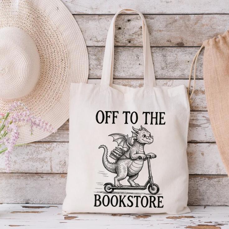 Off To The Bookstore Reading Bookworm Canvas Tote Bag