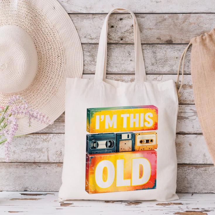 Im This Old Retro 80s 90s VHS Cassette Floppy Disk Nostalgia Canvas Tote Bag