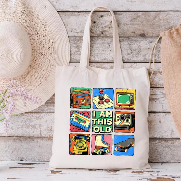 I Am This Old Retro Vintage Nostalgia 80s 90s Cassette Tape Canvas Tote Bag I Am This Old Retro Vintage Nostalgia 80s 90s Cassette Tape Canvas Tote Bag