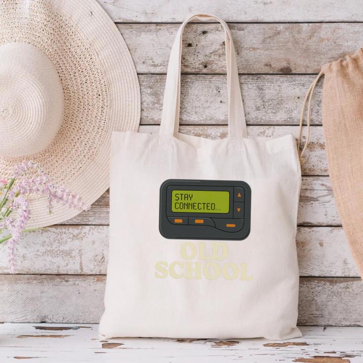 Old School 90s Pager Retro Nostalgia Vintage Tech Gen Canvas Tote Bag