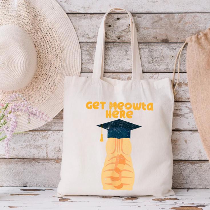 Orange Tabby Cat Graduation Distressed Shirt For Grads For Men Women Girls Kids Canvas Tote Bag