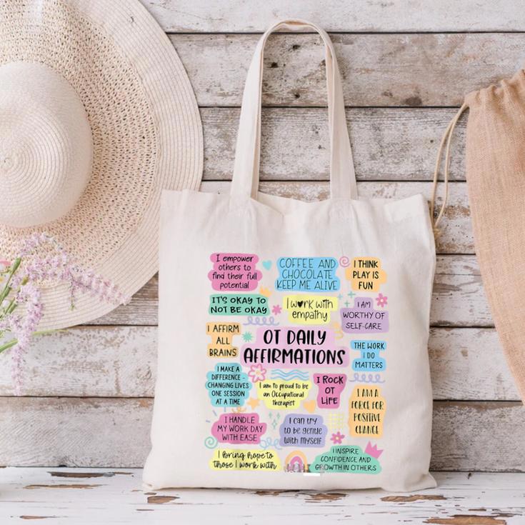 OT Daily Affirmations Occupational Therapy Month Graduation Canvas Tote Bag