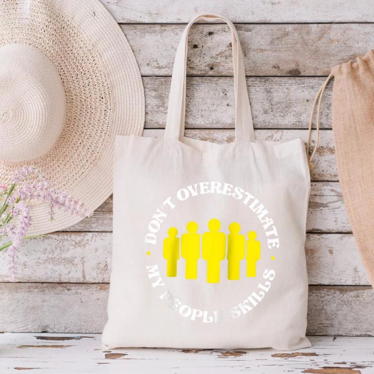 Overestimating Skills Introvert For Workers Raglan Baseball Tee Canvas Tote Bag