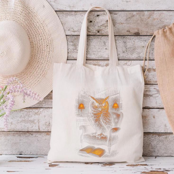 Owl Library Books Wisdom Reading Vintage Scholar Canvas Tote Bag Owl Library Books Wisdom Reading Vintage Scholar Canvas Tote Bag