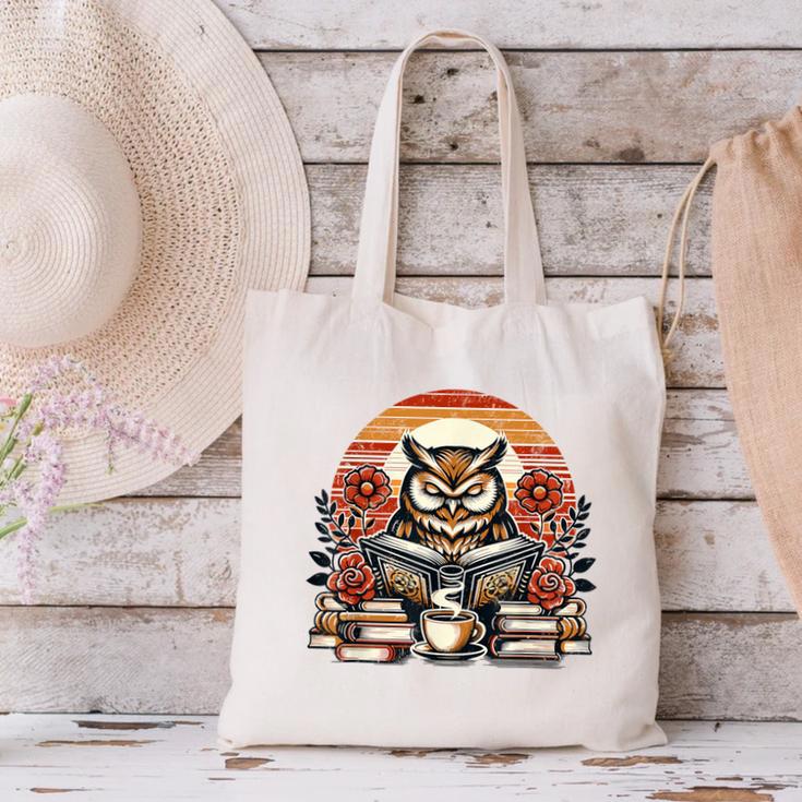 Owl Reading Books Book Library Bookworm Canvas Tote Bag Owl Reading Books Book Library Bookworm Canvas Tote Bag