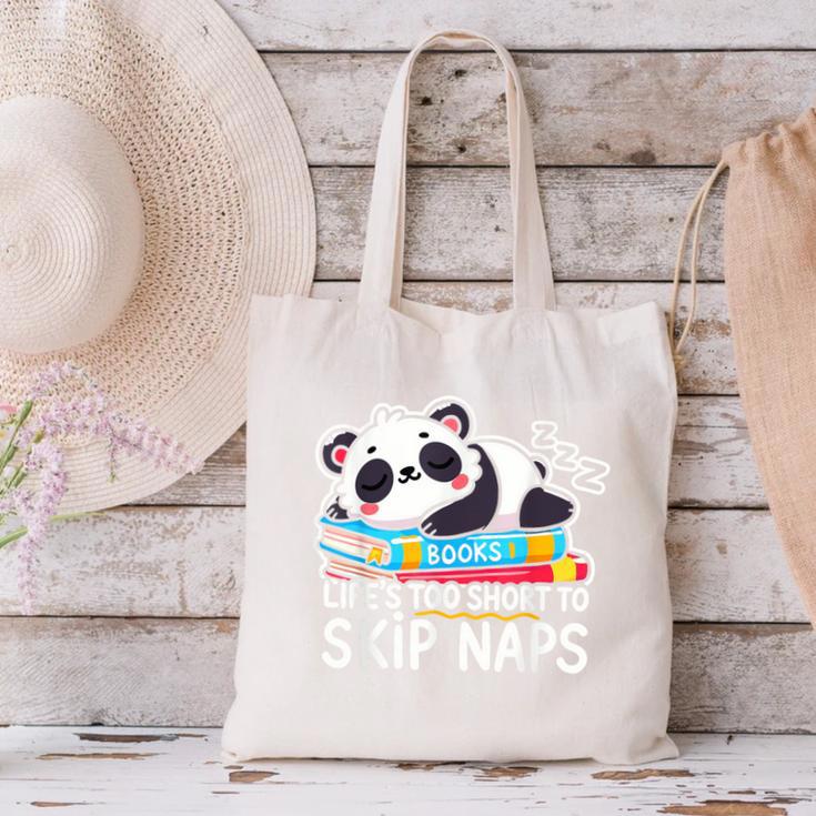 Panda Napping On Books Life’s Too Short To Skip Naps Canvas Tote Bag