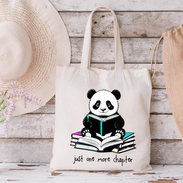 Panda Reading Chapter Books Canvas Tote Bag Panda Reading Chapter Books Canvas Tote Bag