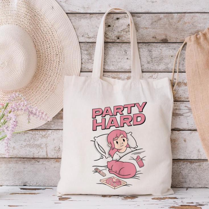 Party Hard Comfortable Stay At Home Introvert Canvas Tote Bag Party Hard Comfortable Stay At Home Introvert Canvas Tote Bag