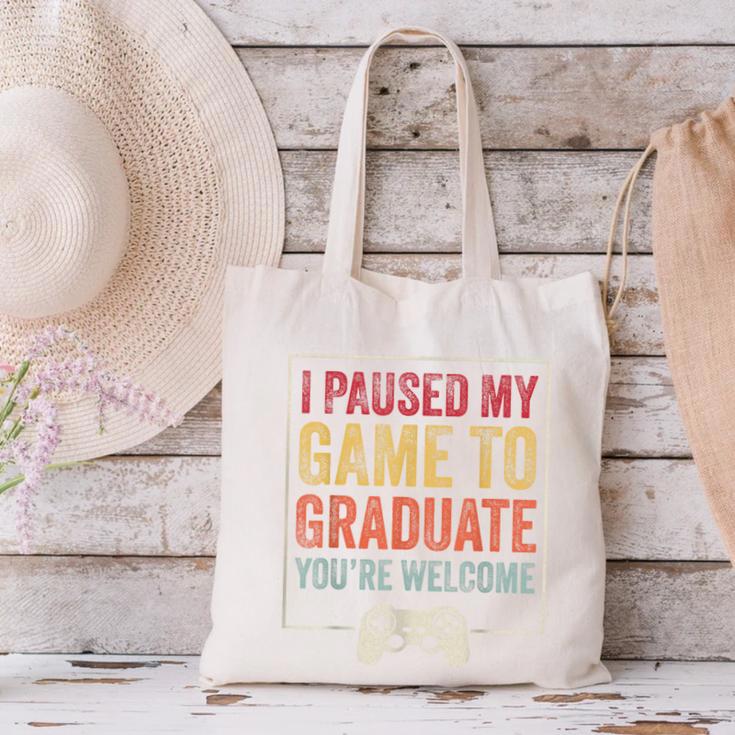 I Paused My Game To Graduate Gamer Graduation Men Boys Canvas Tote Bag