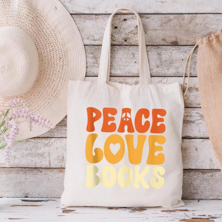 Peace Love Books Men Women Canvas Tote Bag