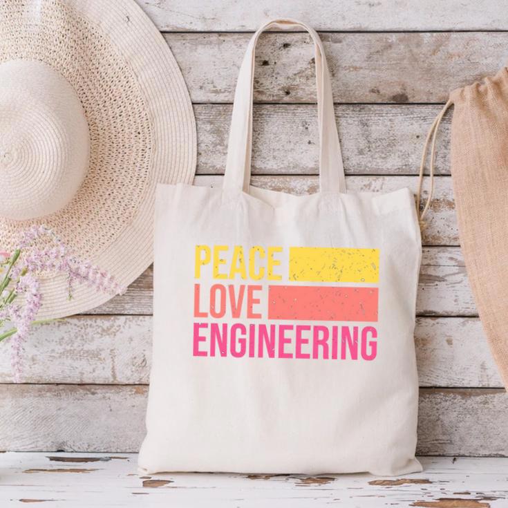Peace Love Engineering Engineer School Graduation Retro Canvas Tote Bag