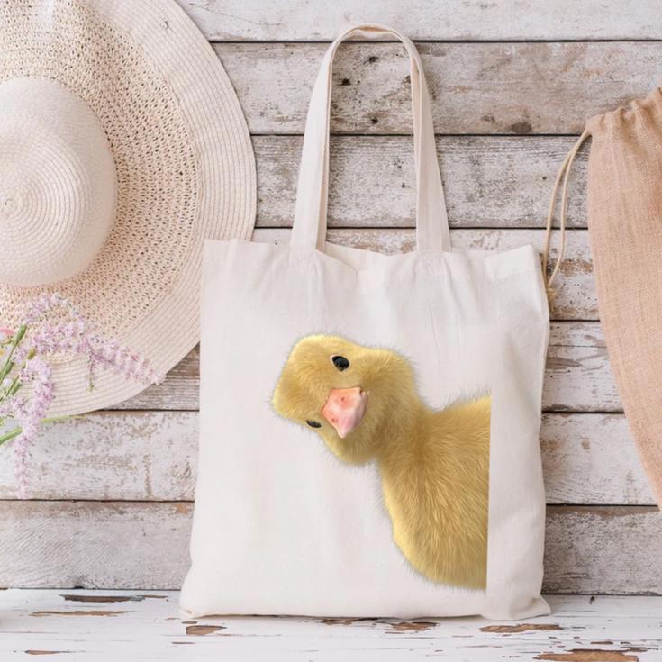 Peking Duck Peeking Chef Graduation Farm Duck Lover Canvas Tote Bag