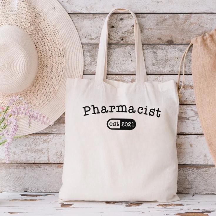 Pharmacy Student TShirt Pharmacist Graduation Est 2021 Canvas Tote Bag