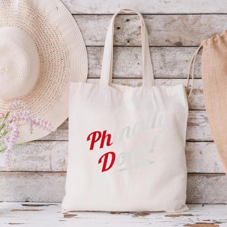 Phinally Done PhDShirt Graduation Canvas Tote Bag