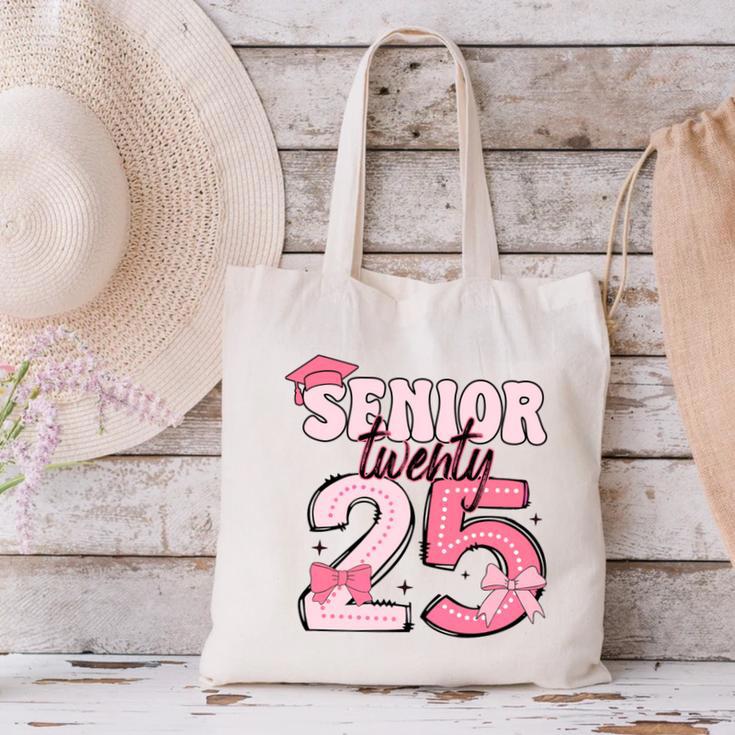 Pink Coquette Bow Senior 2025 Back To School Graduation Girl Canvas Tote Bag