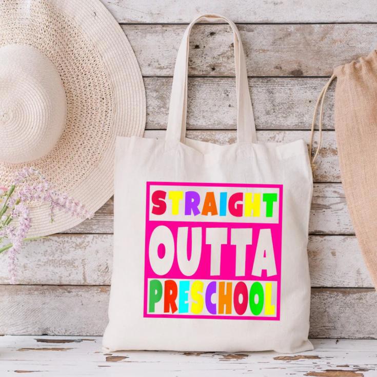 Pink STRAIGHT OUTTA Preschool PRE-K Graduation Canvas Tote Bag