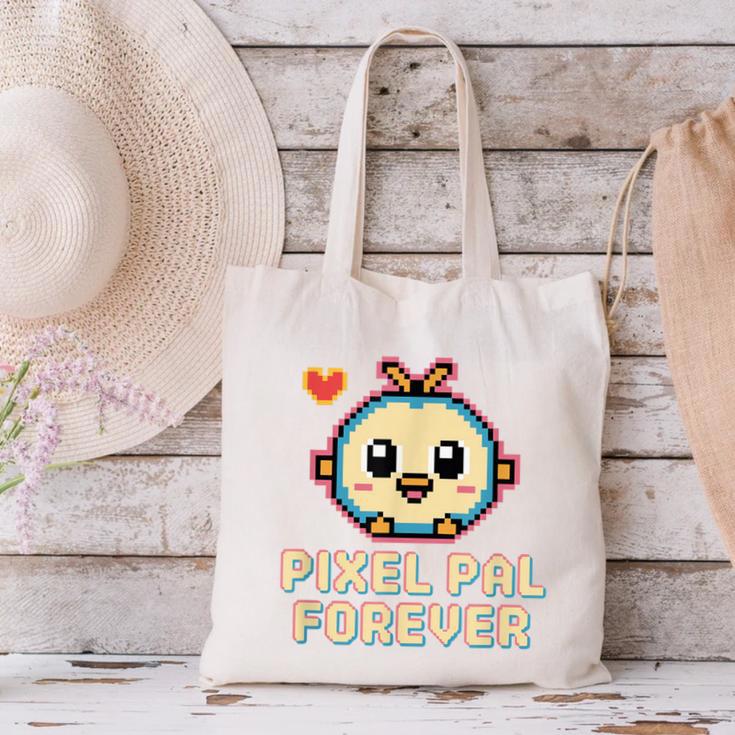 Pixel Art Pet Y2K Retro Vintage Digital Nostalgia Y2K Tech Canvas Tote Bag