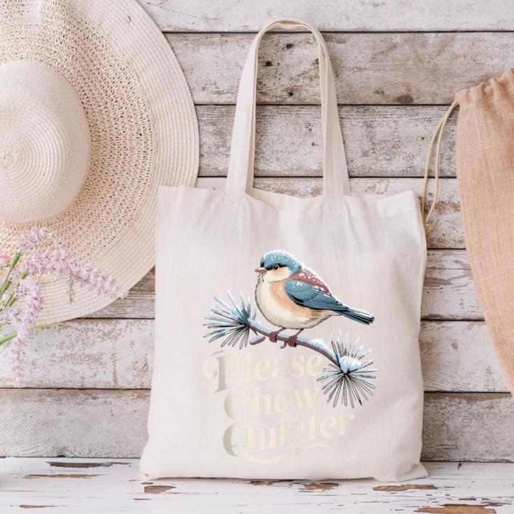 Please Chew Quieter Introvert Christmas Bird Lover Canvas Tote Bag Please Chew Quieter Introvert Christmas Bird Lover Canvas Tote Bag