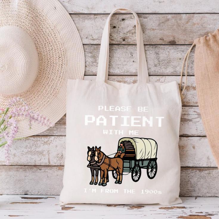 Please Be Patient I'm From The 1900s Amish Wagon & Vintage Premium Canvas Tote Bag