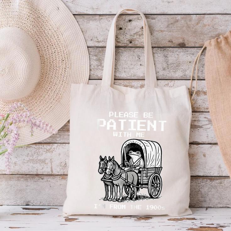 Please Be Patient With Me I'm From The 1900s Frog Canvas Tote Bag