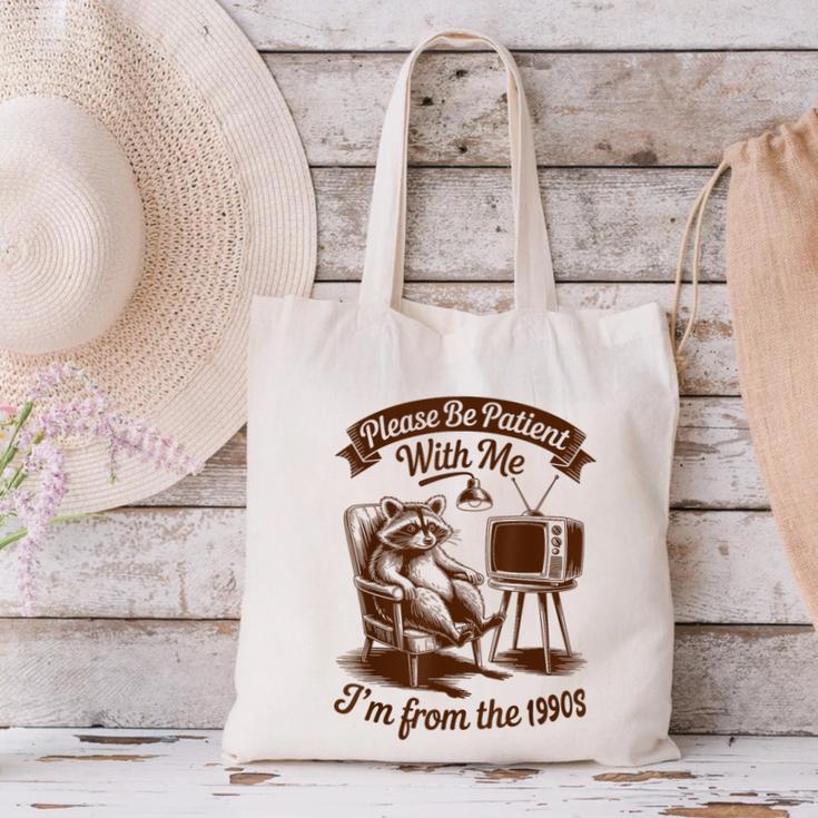 Please Be Patient With Me I'm From The 1900s Raccoon Vintage Canvas Tote Bag