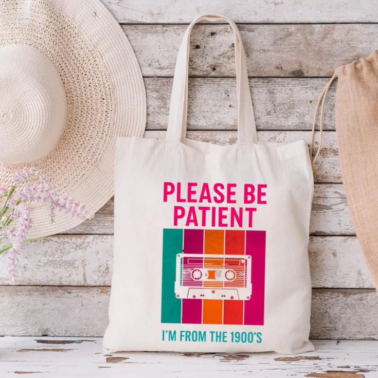 Please Be Patient I'm From The 1900s Retro Cassette Tape Premium Tri-Blend Canvas Tote Bag Please Be Patient I'm From The 1900s Retro Cassette Tape Premium Tri-Blend Canvas Tote Bag
