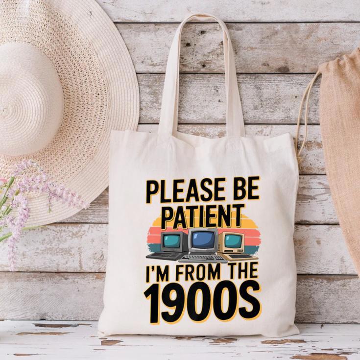 Please Be Patient I'm From The 1900s Retro Computer Premium Canvas Tote Bag Please Be Patient I'm From The 1900s Retro Computer Premium Canvas Tote Bag