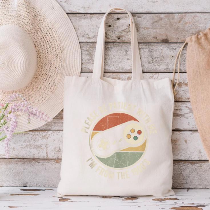 Please Be Patient With Me I'm From The 1900s Retro Gamer Canvas Tote Bag Please Be Patient With Me I'm From The 1900s Retro Gamer Canvas Tote Bag