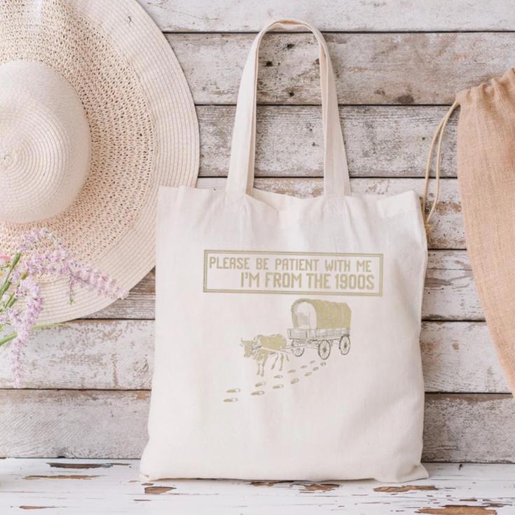 Please Be Patient With Me I'm From The 1900s Retro Tee Canvas Tote Bag