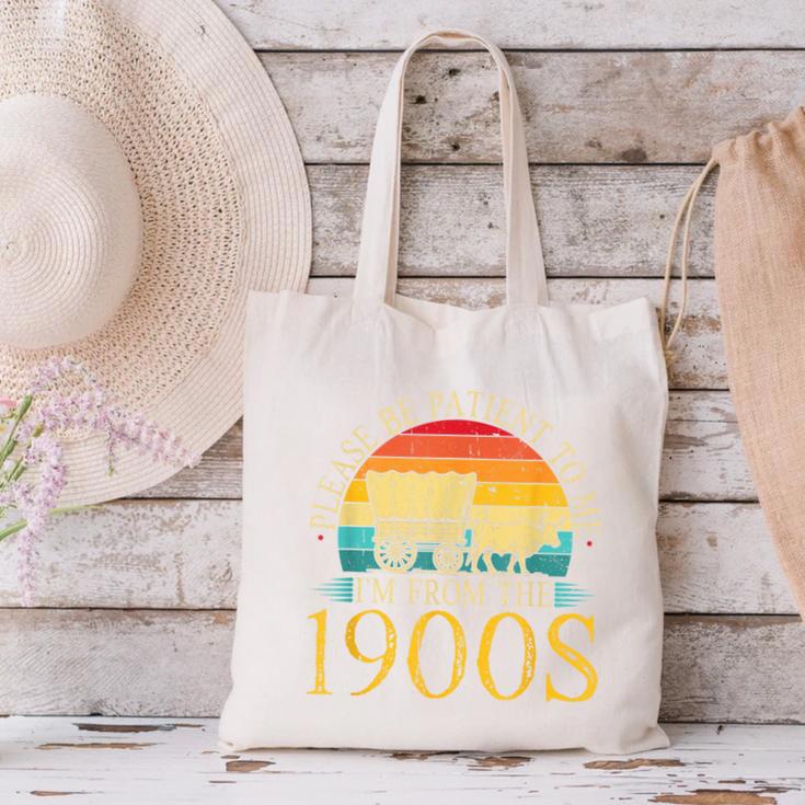 Please Be Patient To Me I'm From The 1900s Retro Vintage Canvas Tote Bag Please Be Patient To Me I'm From The 1900s Retro Vintage Canvas Tote Bag