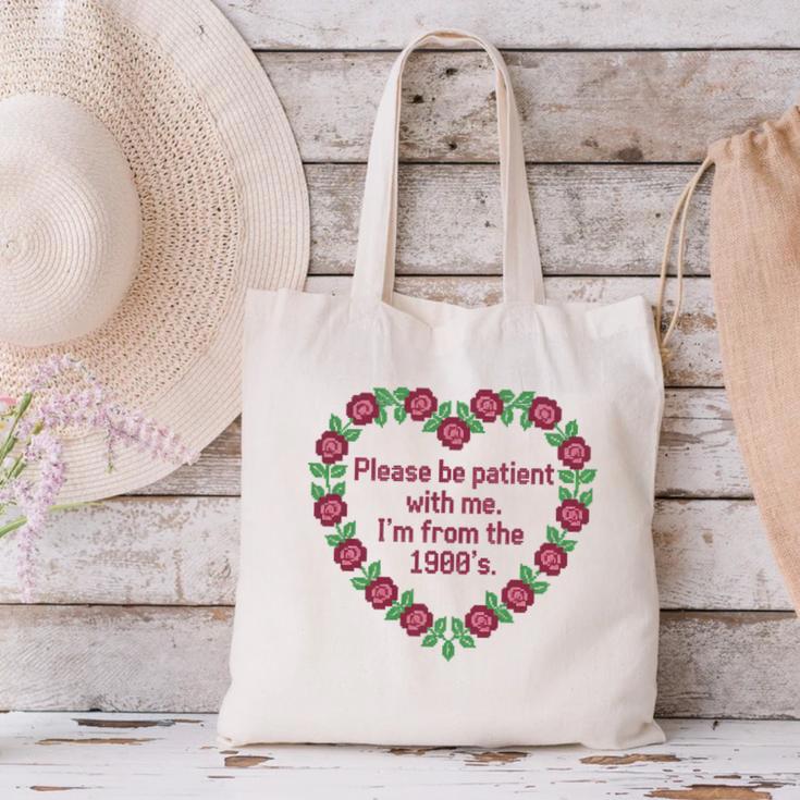 Please Be Patient With Me I'm From The 1900S Vintage Floral Premium Tri-Blend Canvas Tote Bag