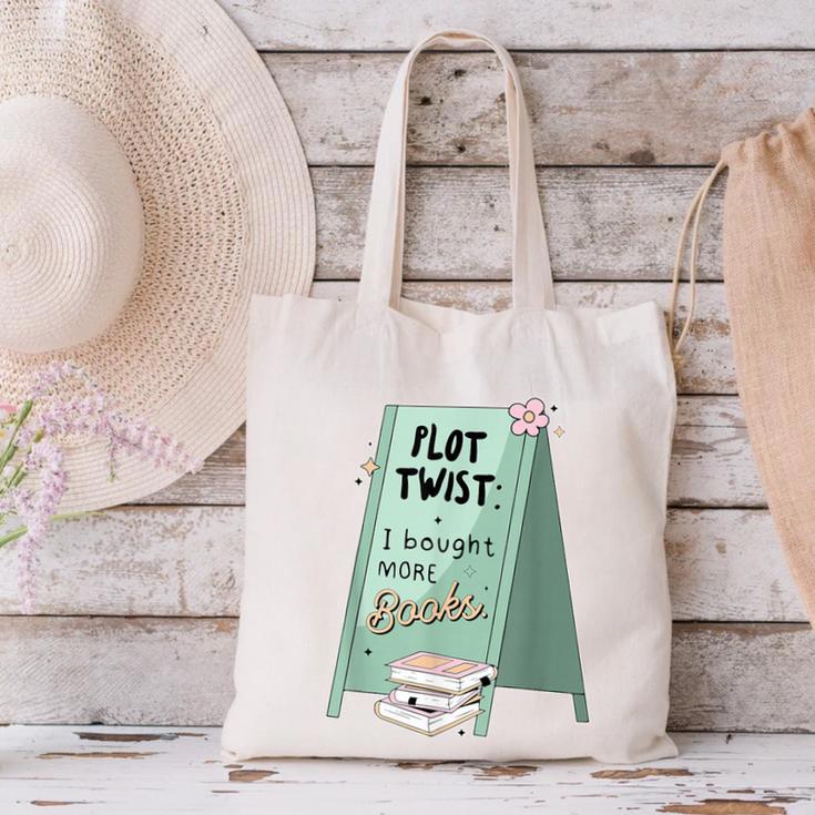 Plot Twist I Bought More Books Bookish Canvas Tote Bag
