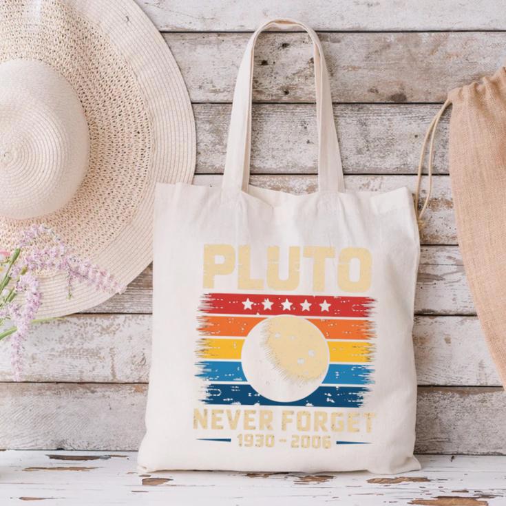 Pluto Never Forget Space Nostalgia Astronomy Humor Canvas Tote Bag