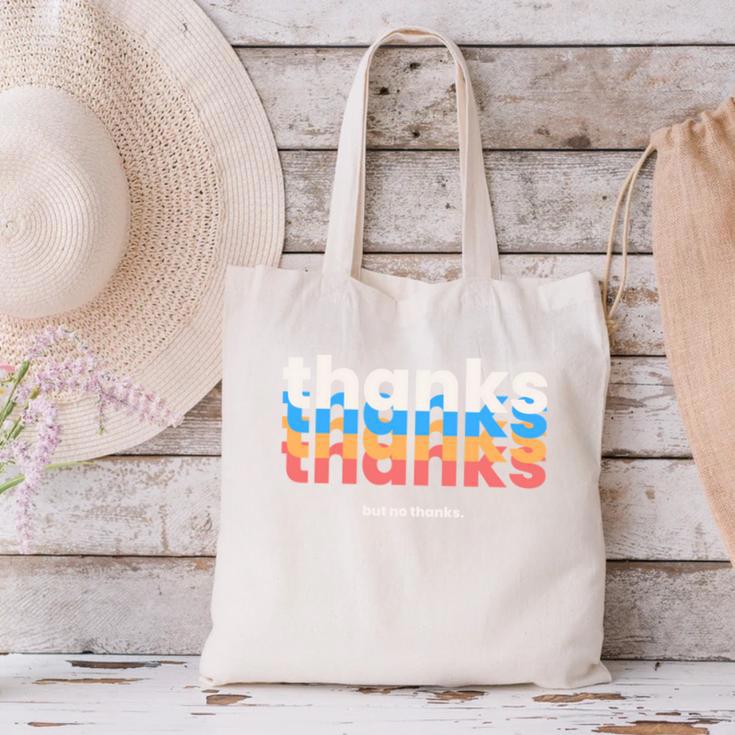Polite Introvert Thanks But No Thanks Retro Graphic Canvas Tote Bag