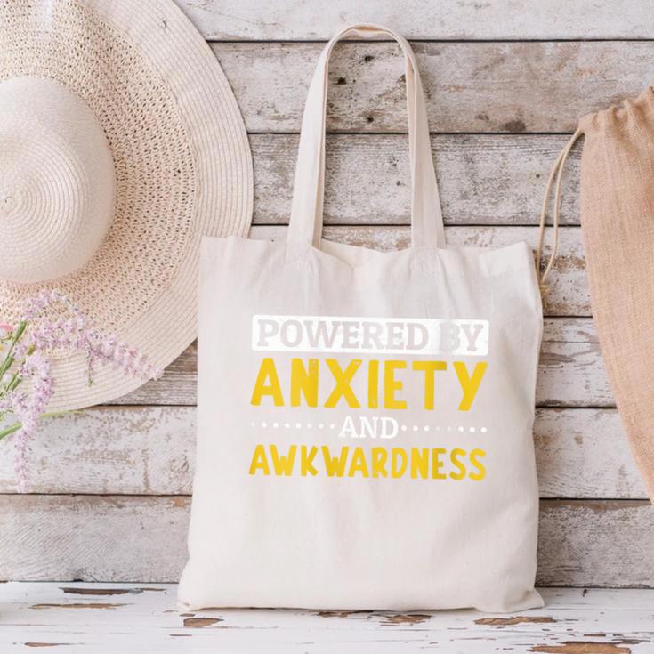 Powered By Anxiety And Awkwardness Social Anxiety Introverts Canvas Tote Bag Powered By Anxiety And Awkwardness Social Anxiety Introverts Canvas Tote Bag