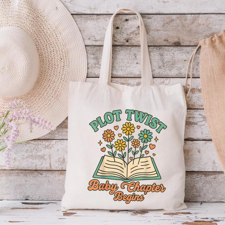 Pregnancy Announcement Book Lover Reveal Pregnant Canvas Tote Bag