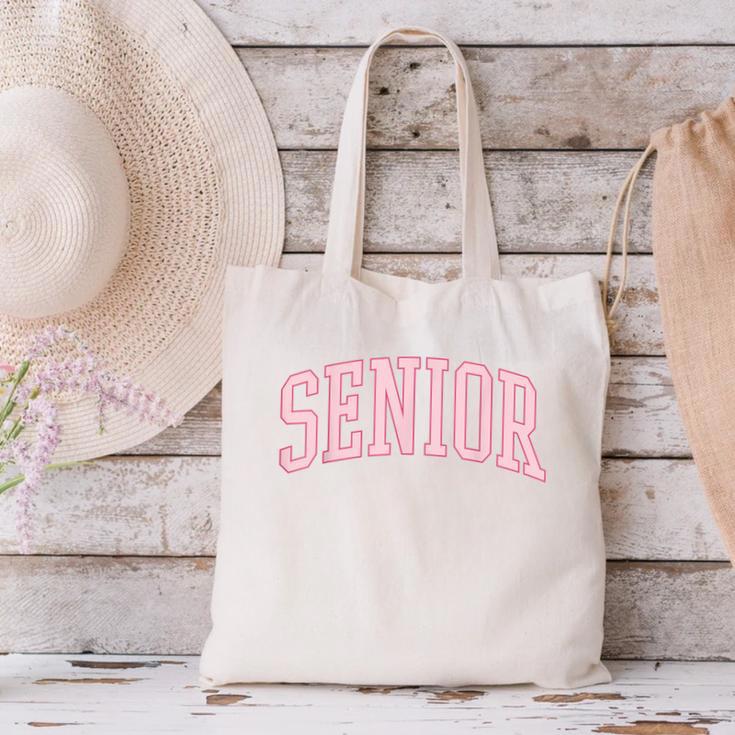 Preppy Varsity Pink Senior Graduation Canvas Tote Bag
