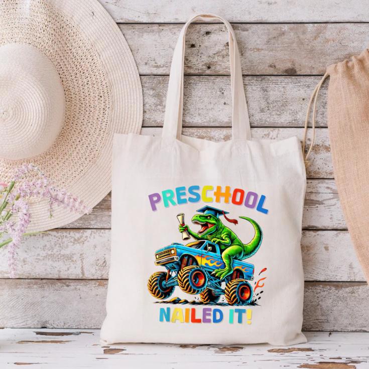 Preschool Graduation Monster Truck Dinosaur Boys Dino Tee Canvas Tote Bag