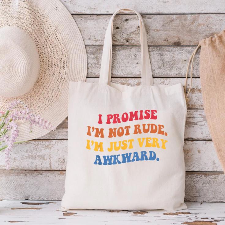 I Promise I'm Not Rude I'm Just Very Awkward Introvert Canvas Tote Bag I Promise I'm Not Rude I'm Just Very Awkward Introvert Canvas Tote Bag