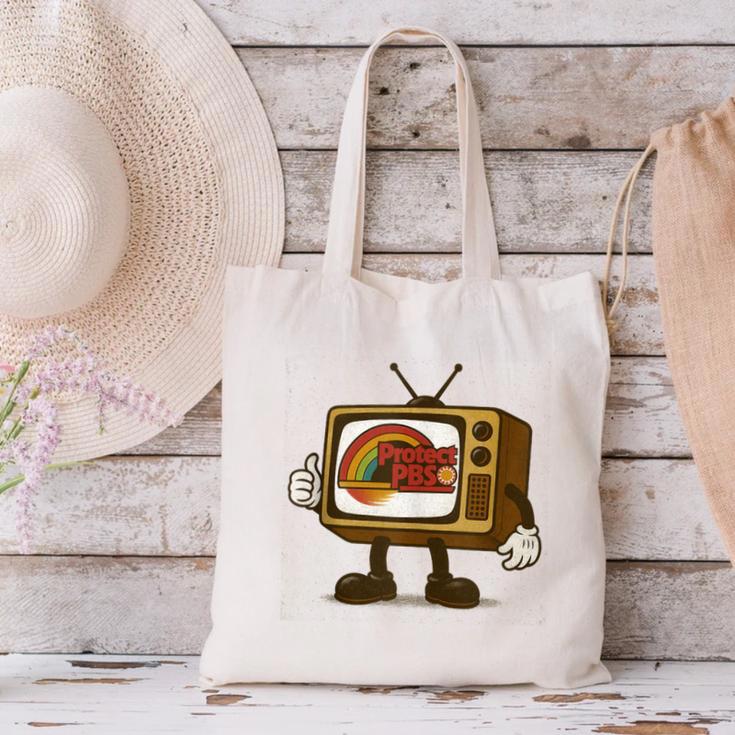 Protect PBS 80s Nostalgia Television Shirt Canvas Tote Bag
