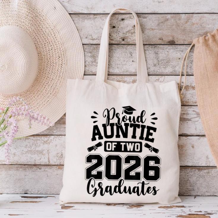 Proud Auntie Of Two 2026 Graduates Graduation Canvas Tote Bag