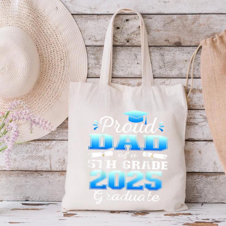 Proud Dad Of 5th Grade Graduate 2025 Elementary Graduation Canvas Tote Bag