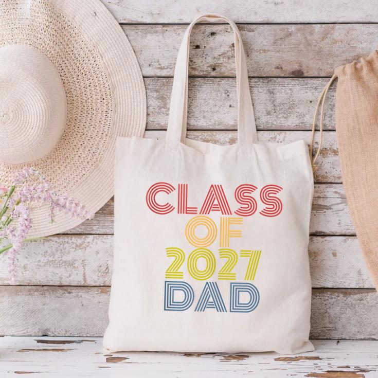 Proud Dad Of A Class Of 2027 Graduate Senior Graduation Canvas Tote Bag