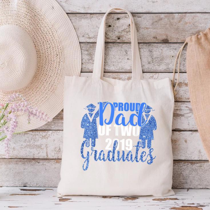 Proud Dad Of Two 2019 Graduates Twin Papa Graduation Canvas Tote Bag