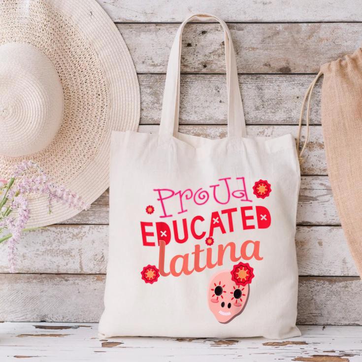 Proud Educated Latina Graduation Masters Degree PhD Canvas Tote Bag