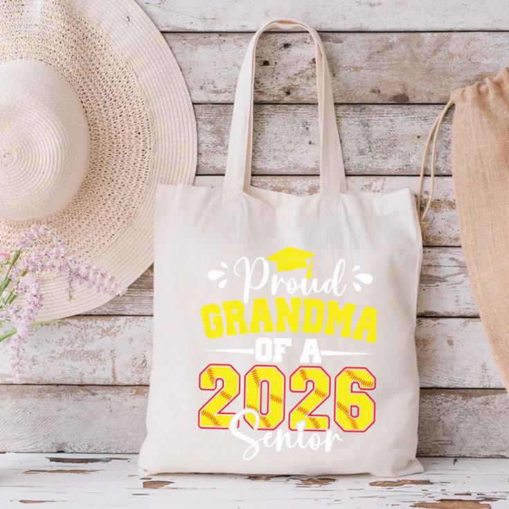 Proud Grandma Of A 2026 Senior Softball Graduation Matching Canvas Tote Bag